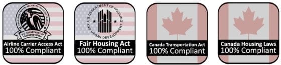 US Law and Canada Law Compliance for Emotional Support Animal Service Dog Therapy Animal