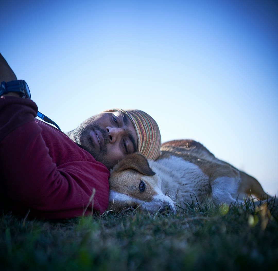 panic disorder support — man lying on lying dog during day