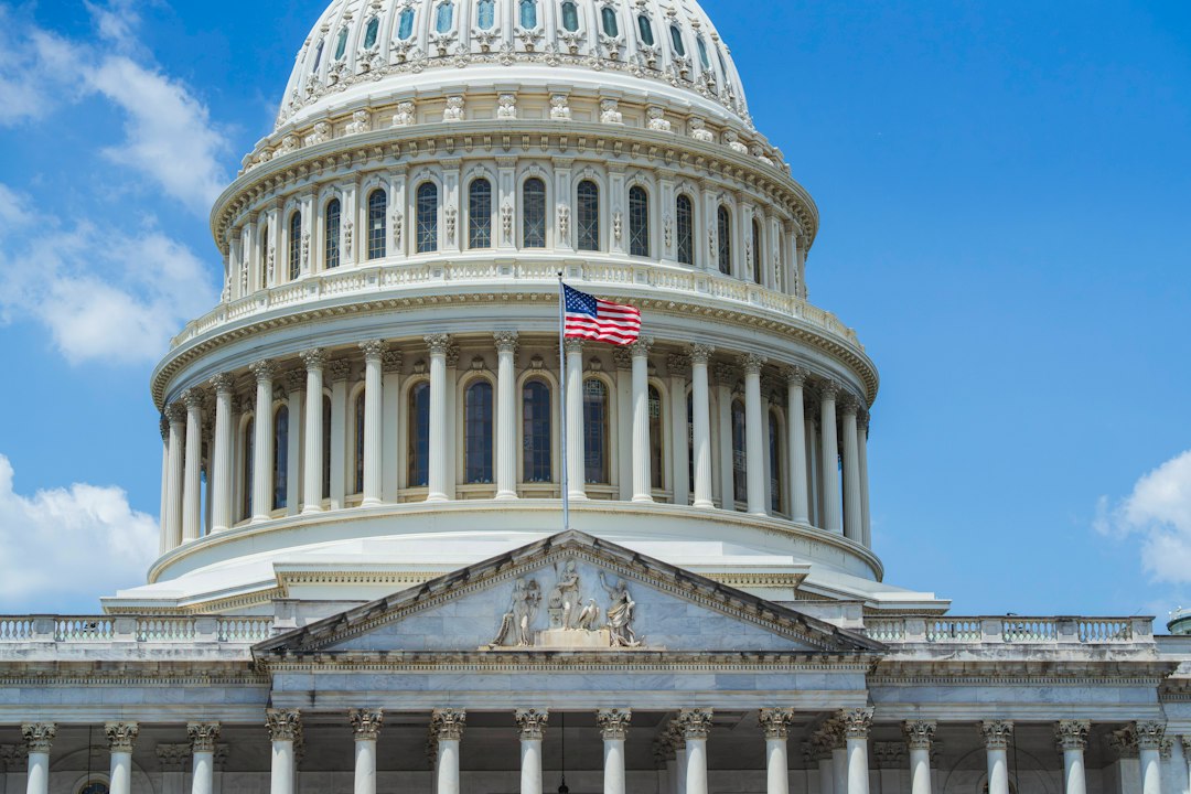 California support animal laws — United states capitol building dome with american flag